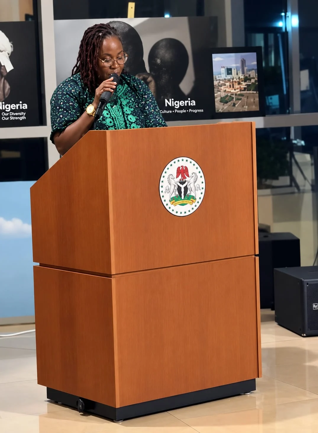 Joy-Jayne Bassey reading at the Embassy of Nigeria in Washington, D.C.
